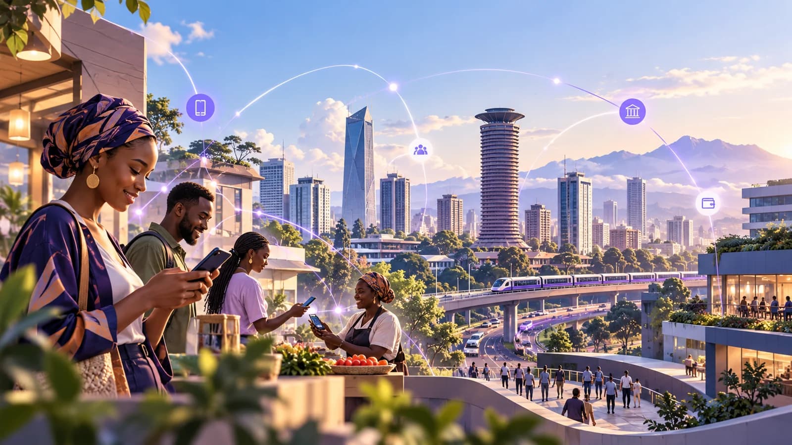 A connected African city suggests country-specific payment routes.