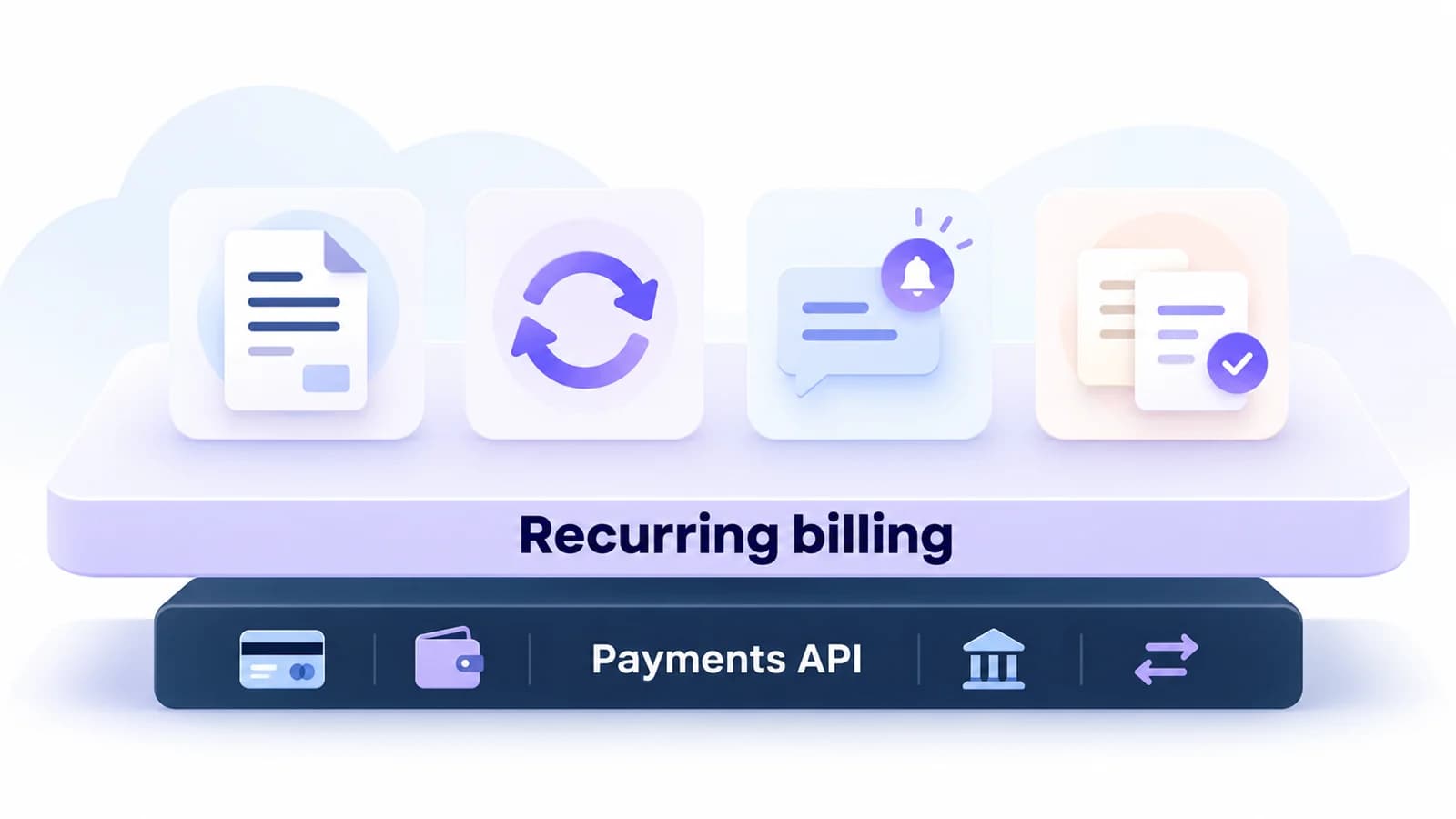 A recurring-billing platform is shown as a broader layer around payment infrastructure.